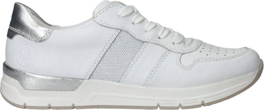 Rieker Witte Leren Sneakers met Zilveren Details White Dames