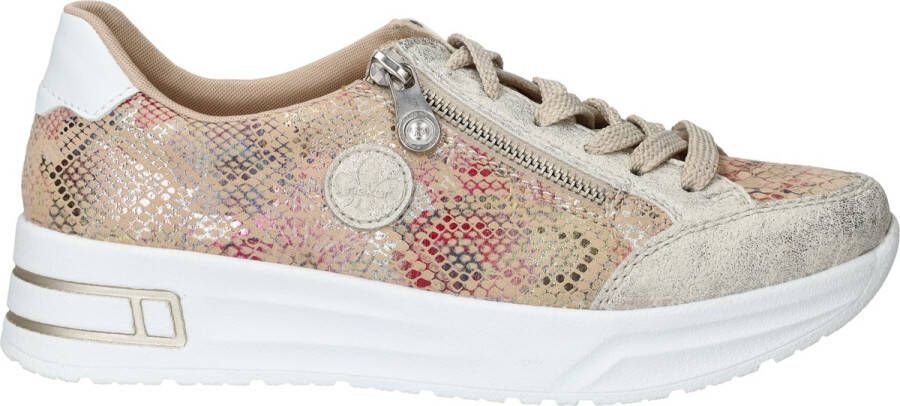 Rieker Plateausneakers vrijetijdsschoen veterschoen lage schoen met subtiele gouden glans