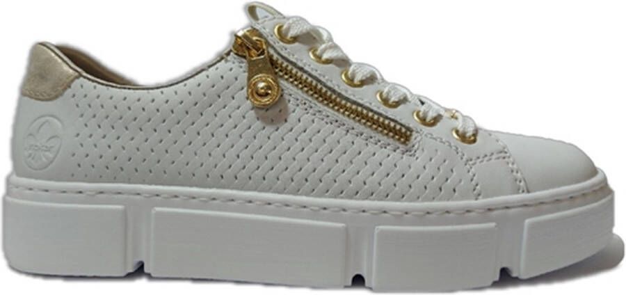 Rieker Plateausneakers met goudkleurige details vrijetijdsschoen lage schoen veterschoen