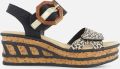 Rieker Stijlvolle Pantherprint Sandaal voor Dames Black - Zwart