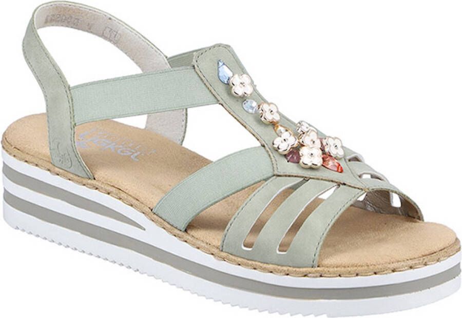 Rieker Sandalen zomerschoen sandaal sleehak met decoratieve elementen