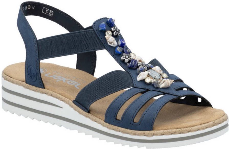 Rieker Sandalen zomerschoen sandaal sleehak met zomerse versiering