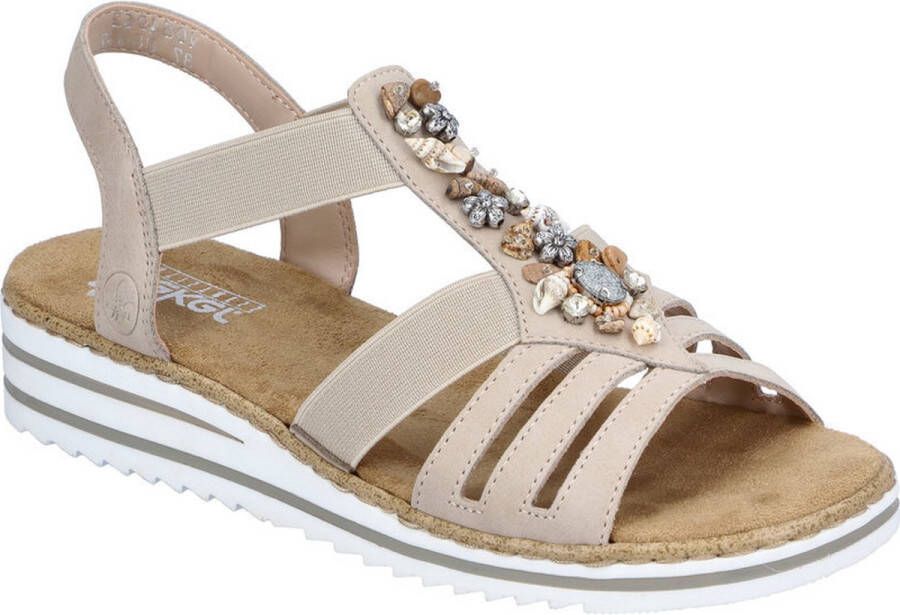 Rieker Sandalen zomerschoen sandaal sleehak met zomerse versiering