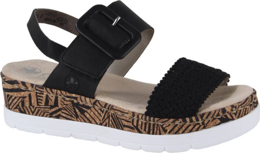 Rieker V3950-00 dames sandalen sportief zwart