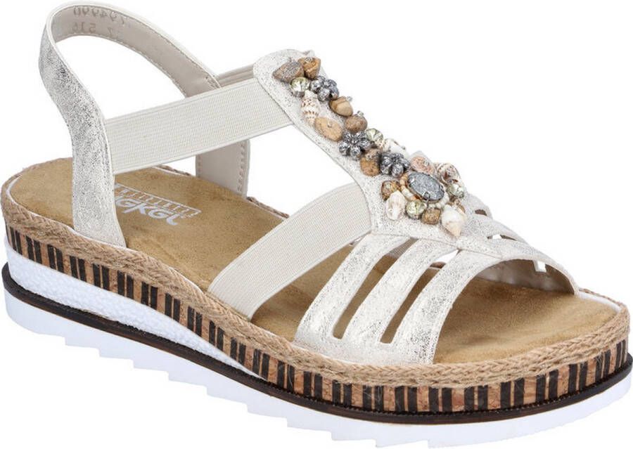 Rieker Sandalen zomerschoen sandaal sleehak in metallic-look