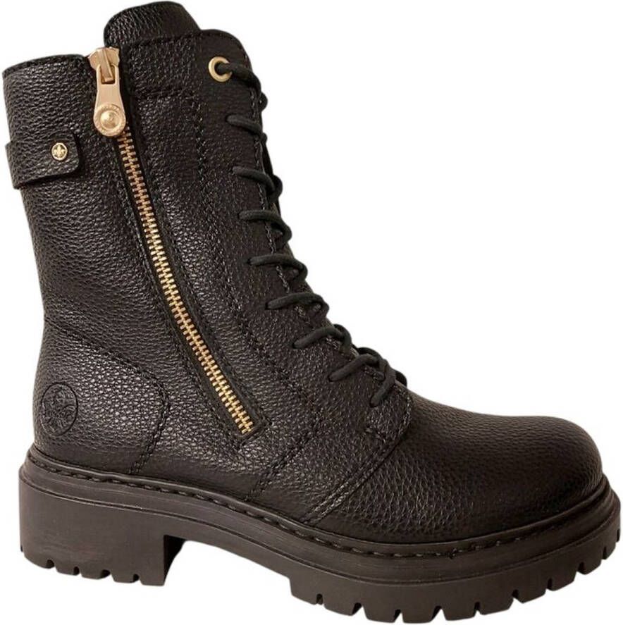 Rieker Veterboot 72640-00 Zwart Warm Gevoerd