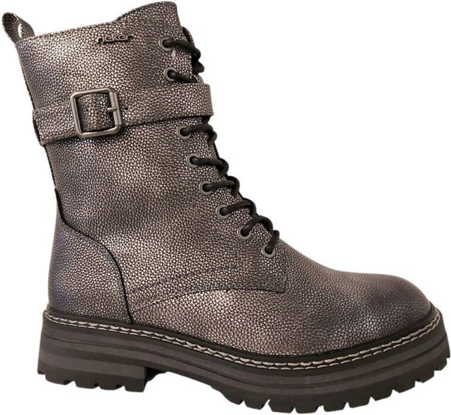 Rieker Veterboot 93024-90 Zilver Platinum Warm Gevoerd
