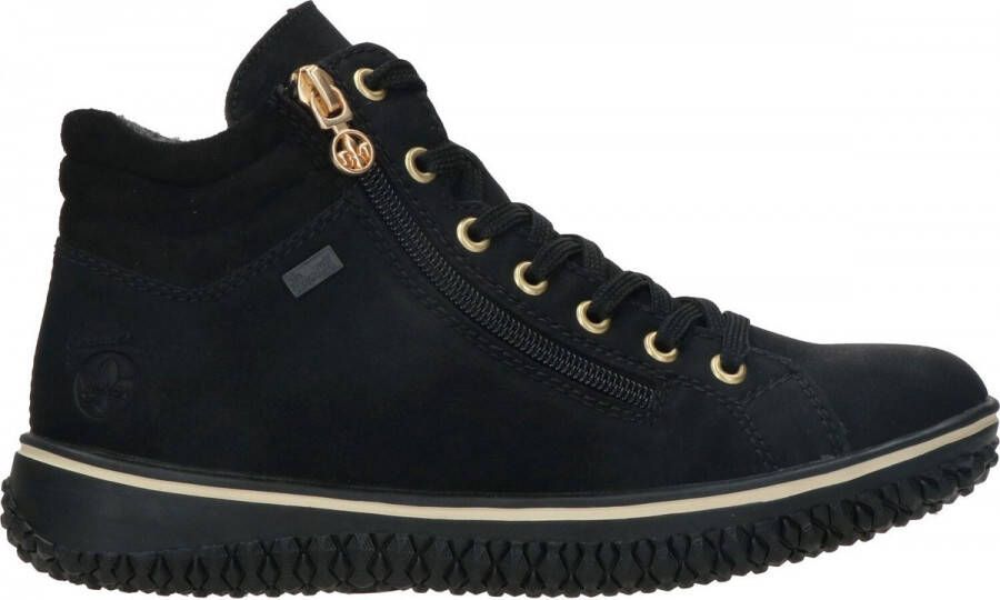 Rieker Stijlvolle zwarte sneakers met rits en veters Black Dames