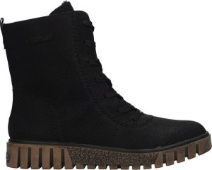 Rieker Stevige Zwarte Vegan Veterboot voor Dames Zwart Dames