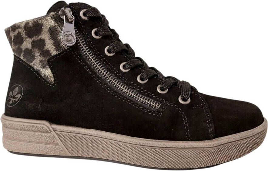 Rieker Veterboot X0709-00 Zwart Nubuck Warm Gevoerd