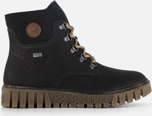 Rieker Zwarte Comfortabele Veterschoenen met Tex Black Dames