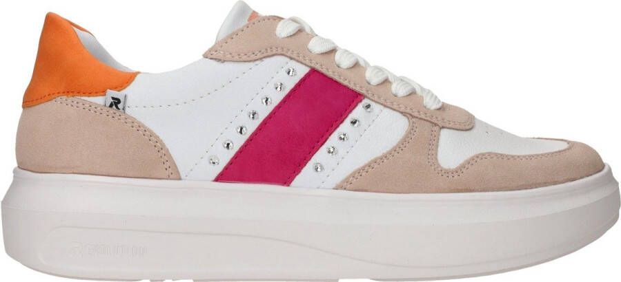 Rieker Witte Leren Sneakers met Glamoureuze Stenen Multicolor Dames