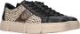 Rieker Trendy damessneaker met beige zwarte print en metallic detail Zwart Heren - Thumbnail 4
