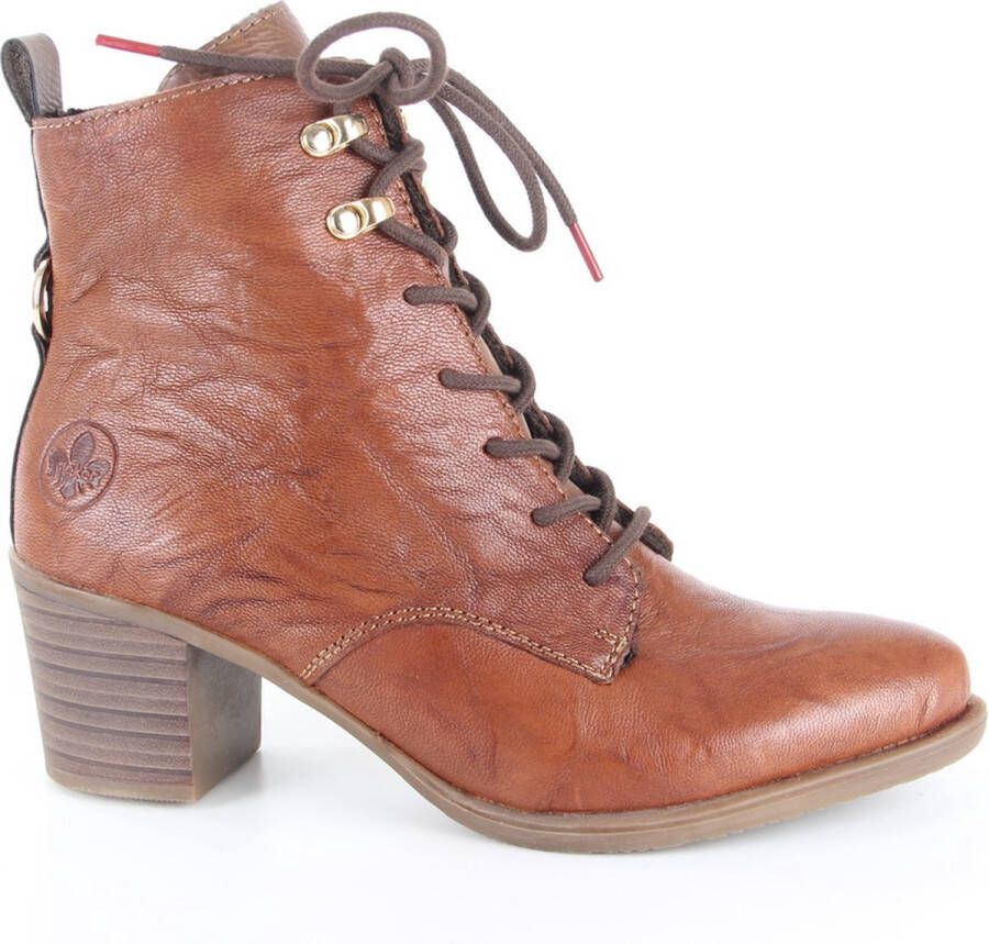 Rieker Comfortabele leren enkellaarsjes met hak Brown Dames