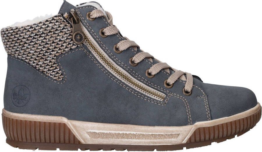 Rieker Sportieve en warme veterschoen voor dames Blue Dames