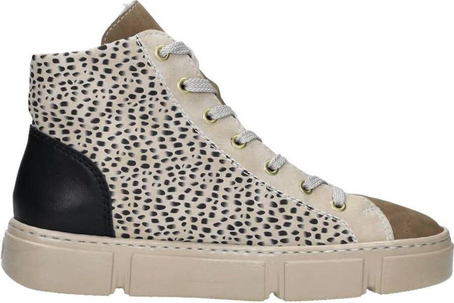 Rieker Stijlvolle veterschoen met speelse stippenprint Beige Dames