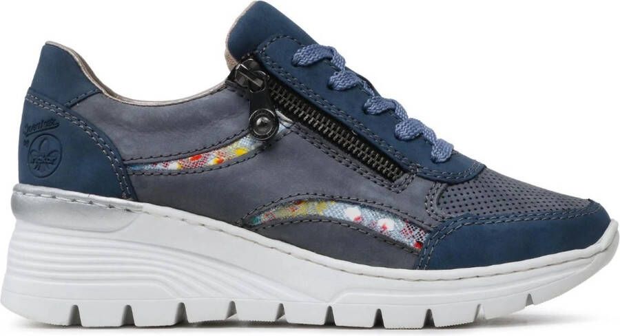 Rieker Trendy Blauwe Veterschoenen voor Dames Blauw Dames