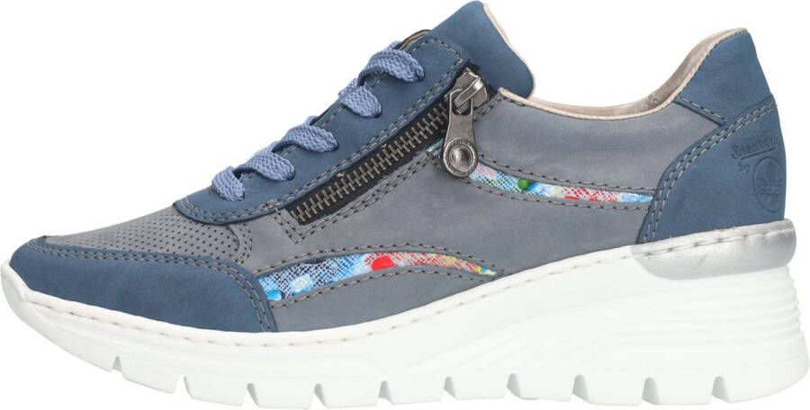 Rieker Trendy Blauwe Veterschoenen voor Dames Blauw Dames