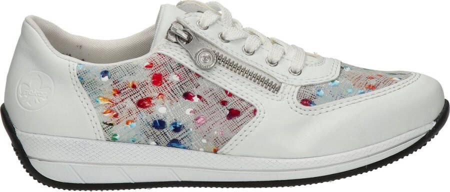 Rieker Comfortabele witte sneaker met leuk print Multicolor Dames
