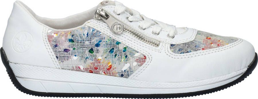 Rieker Comfortabele witte sneaker met leuk print Multicolor Dames