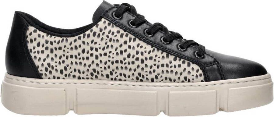 Rieker Trendy damessneaker met beige zwarte print en metallic detail Zwart Heren