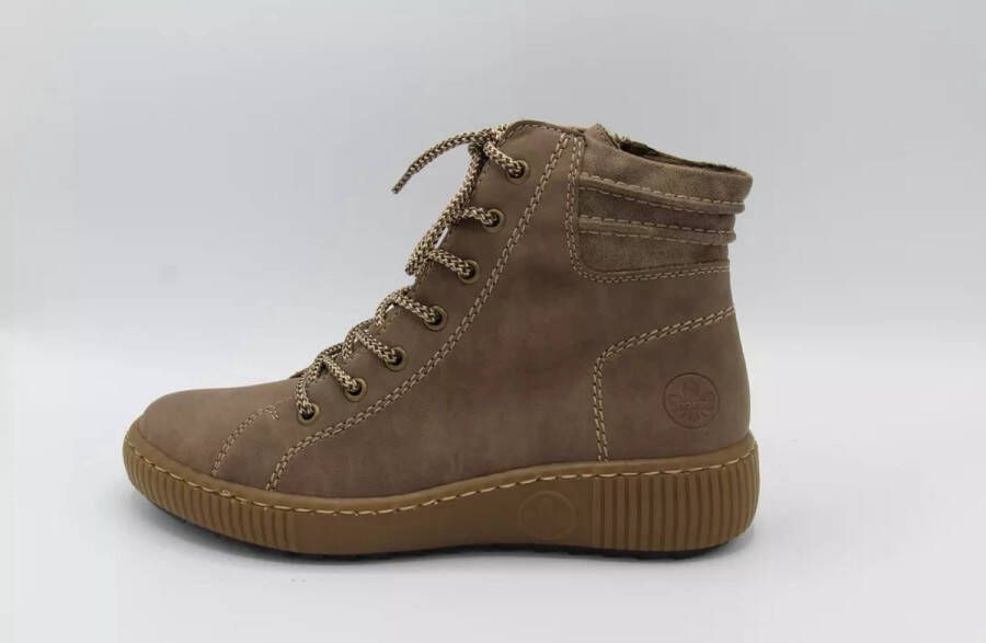 Rieker Comfortabele Taupe Veterschoen voor Dames Bruin Dames