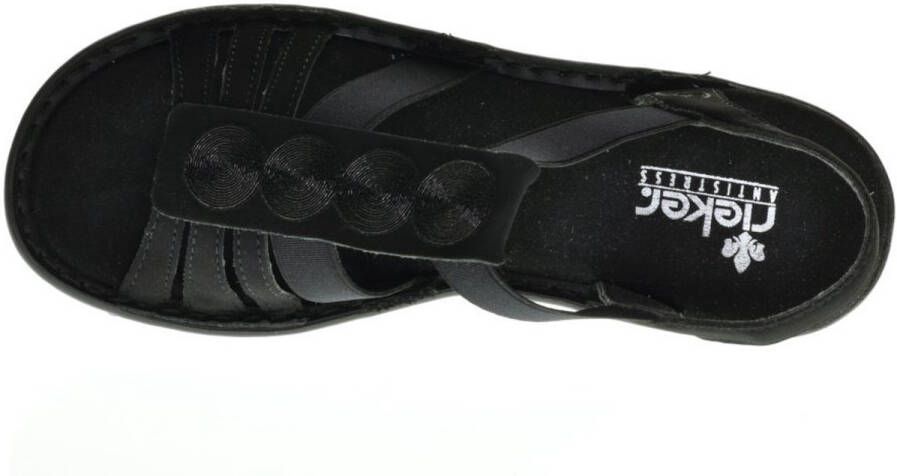 Rieker Zwarte Dames Sandaal Instapmodel - Foto 2