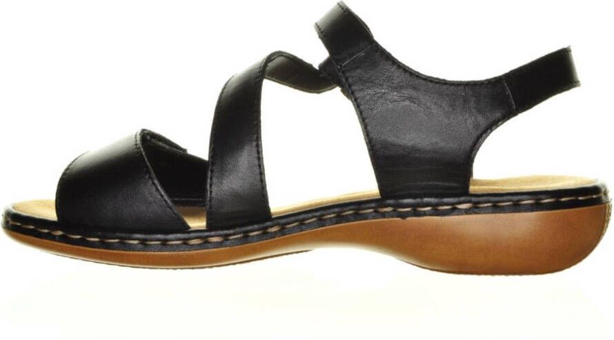 Rieker Zwarte Geklede Lederen Sandaal