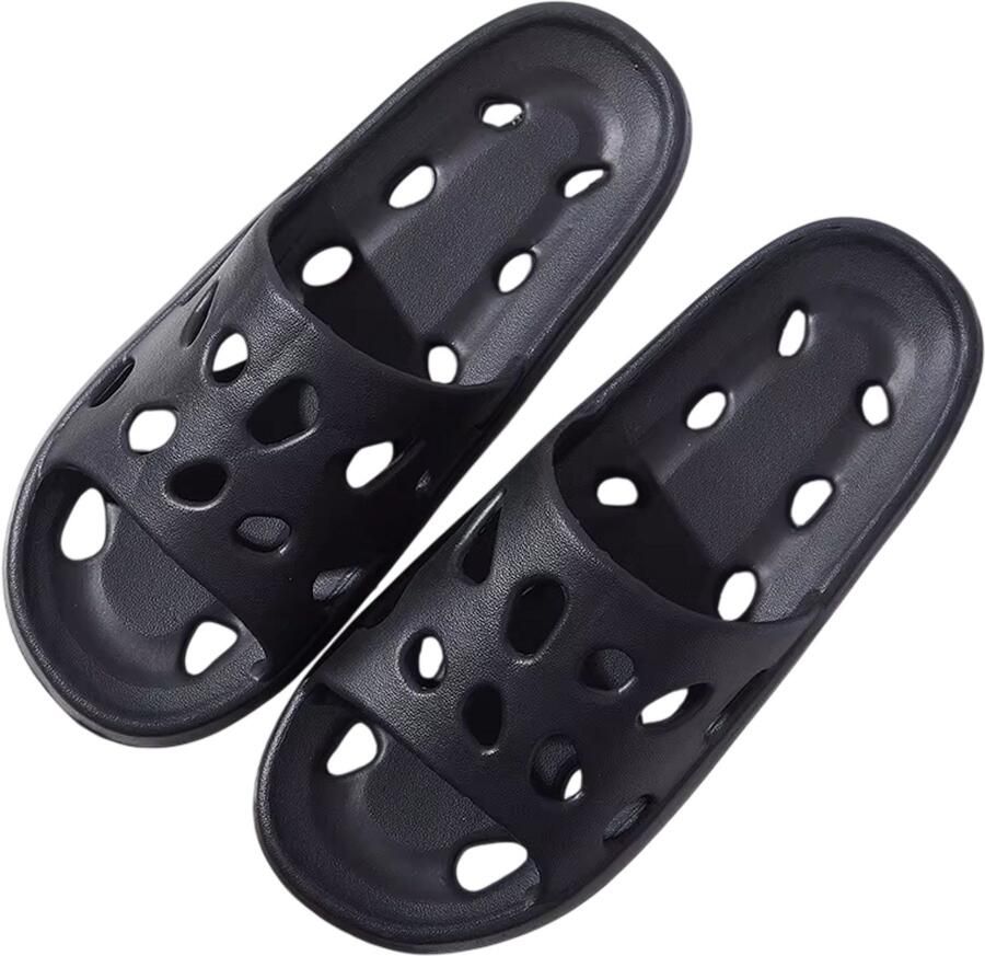 Rimmo Badslippers met Massagezool Douche Slippers Antislip Waterdichte Badkamer Slippers voor en Comfortabele Huis Slippers voor Thuis en Wellness Zwart– ??43