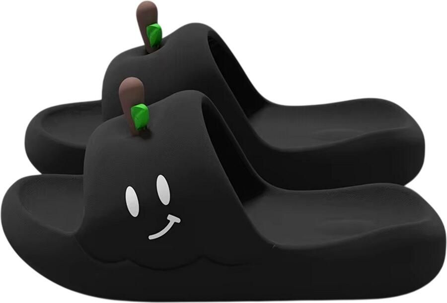 Rimmo Cartoon Dikke Zool Indoor Slippers Dames Lichtgewicht en Stijlvolle Dames Pantoffels Dames slippers binnen zacht lichtgewicht EVA comfortabele huis slippers dames Zwart