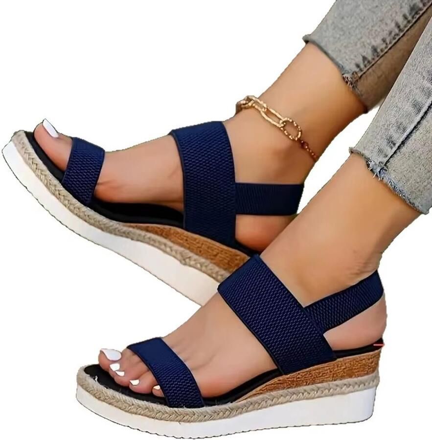 Rimmo Casual Damessandalen voor de Zomer Comfortabele Antislip Wandelschoenen van Elastische Stof Lichtgewicht Dames Schoenen voor Dagelijks Gebruik Blauw