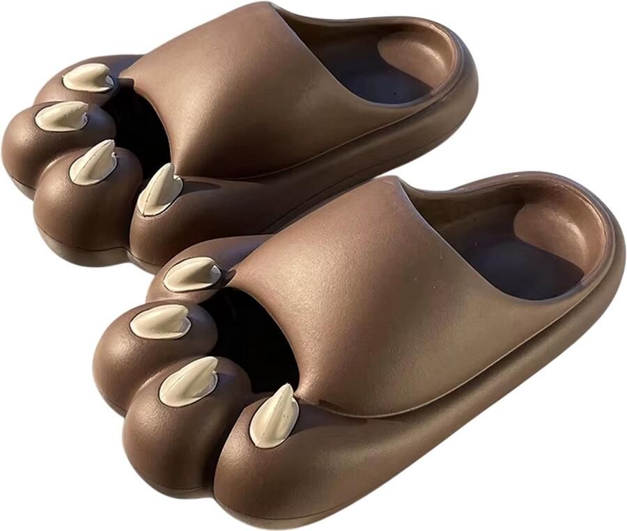 Rimmo Cloud Badslippers met Kattenpoot Design Zachte EVA Slippers voor Binnen Buiten Strand en Zwembad Bruin