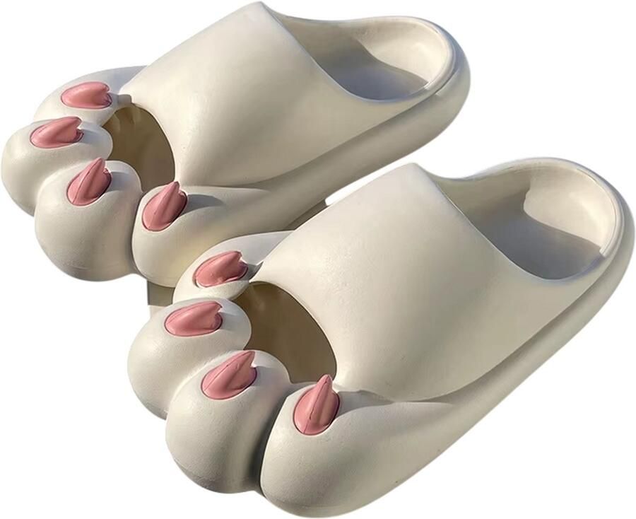 Rimmo Cloud Badslippers met Kattenpoot Design Zachte EVA Slippers voor Binnen Buiten Strand en Zwembad Beige