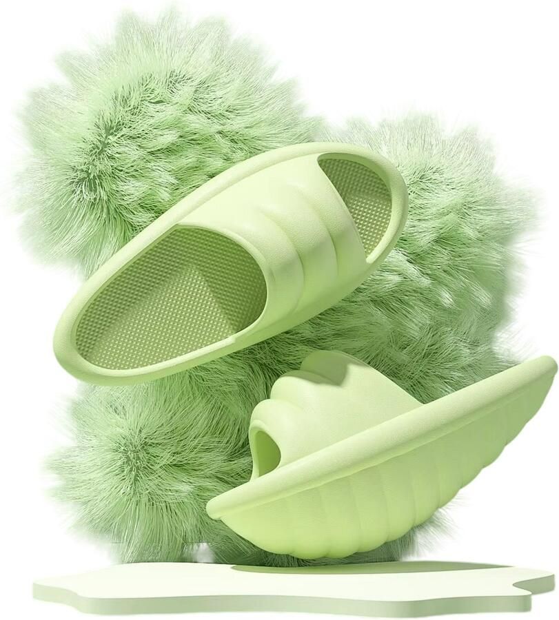 Rimmo Comfortabele Dames Slippers Massage Glij Sandalen met Dikke Zool EVA Instappers Antislip Slippers voor Voetcomfort Groen