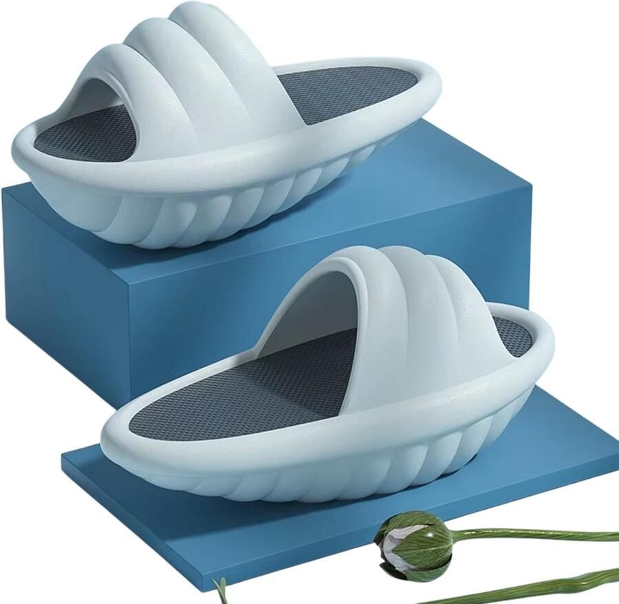 Rimmo Comfortabele Dames Slippers Massage Glij Sandalen met Dikke Zool EVA Instappers Antislip Slippers voor Voetcomfort Blauw