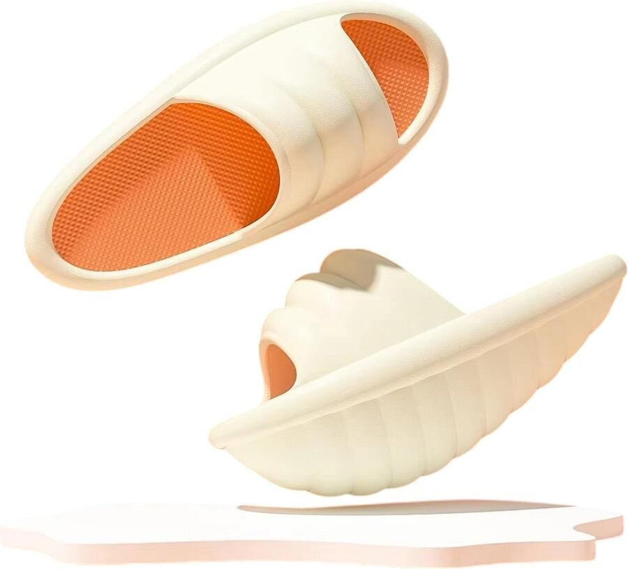 Rimmo Comfortabele Dames Slippers Massage Glij Sandalen met Dikke Zool EVA Instappers Antislip Slippers voor Voetcomfort Beige