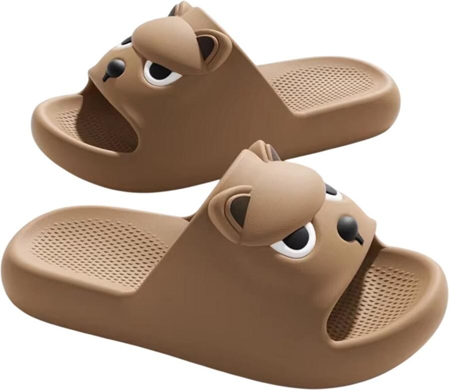 Rimmo Comfortabele Heren Slippers EVA Badslippers met Dikke Zool Antislip Zomer Slippers voor Strand en Zwembad Bruin