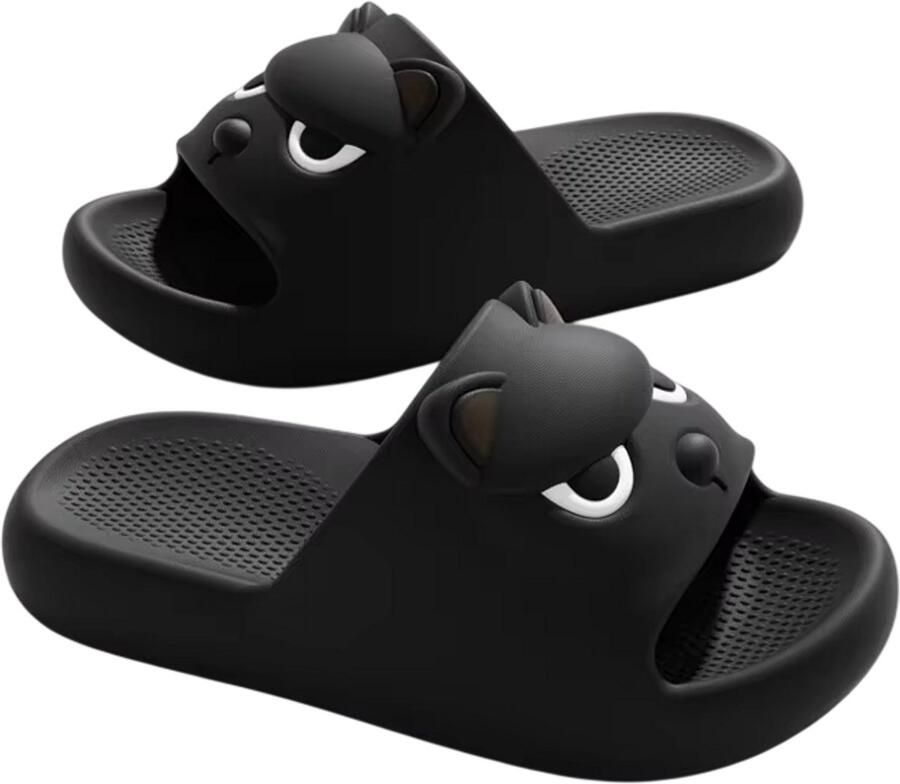 Rimmo Comfortabele Heren Slippers EVA Badslippers met Dikke Zool Antislip Zomer Slippers voor Strand en Zwembad Zwart