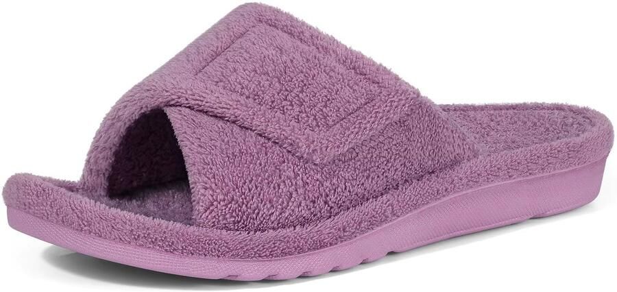 Rimmo Dames Fuzzy Slippers Pluche Orthopedisch Met Boogsteun Anti-slip Open Teen Sloffen Voor Slaapkamer Warme Bont Slippers Voetverzorging Paars