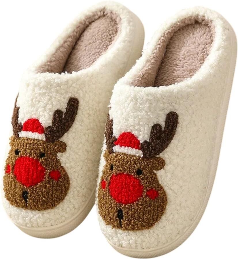 Rimmo Kerst Eland Slippers Warme Huissokken voor en Antislip Winterpantoffels ??37 Schattig en Comfortabel voor Thuis