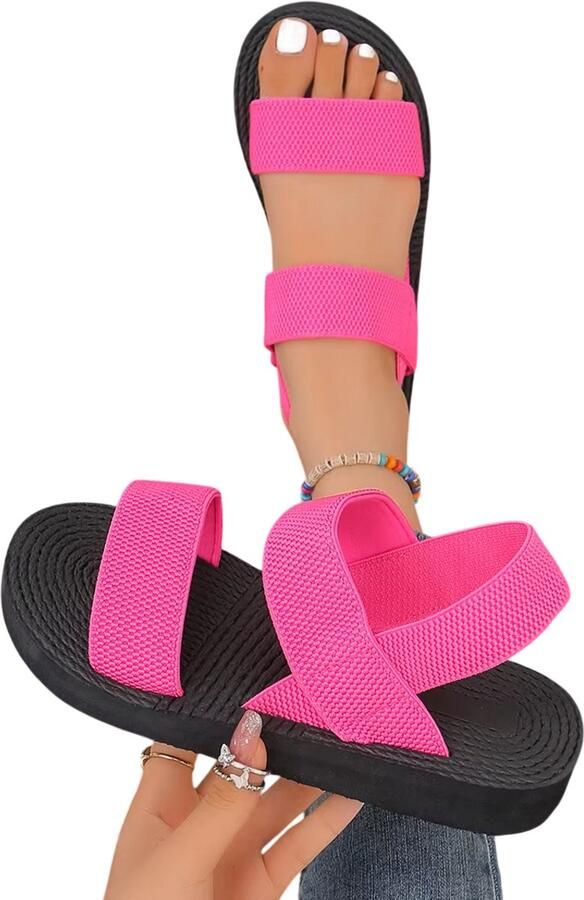 Rimmo Lichte Zomersandalen Dames Comfortabele EVA Sandalen voor Thuis Straat Dagelijks Wandelen en Vrije Tijd Roze En Zwart Leisure Schoenen