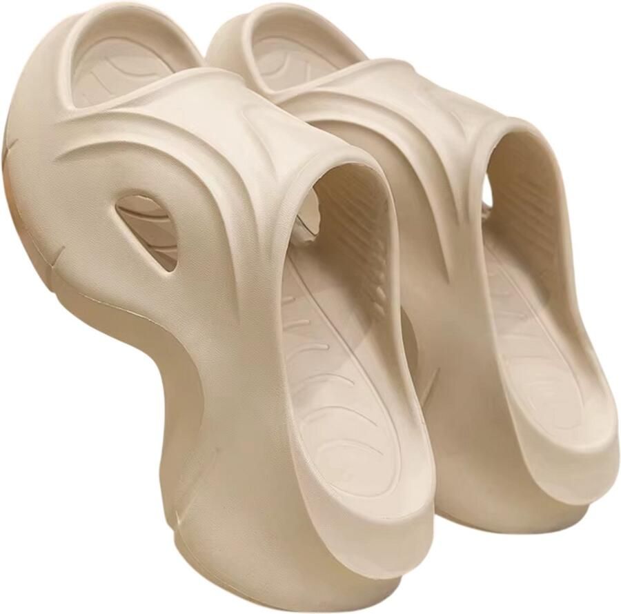 Rimmo Platform Slippers voor Dames Comfortabele Zomer Slippers met Dikke EVA Zool Antislip Slides Sleehak Sandalen Casual Instappers Beige
