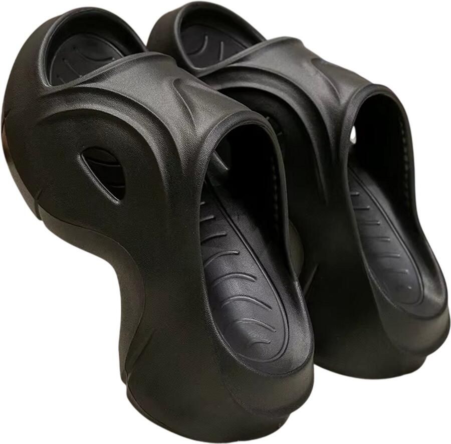 Rimmo Platform Slippers voor Dames Comfortabele Zomer Slippers met Dikke EVA Zool Antislip Slides Sleehak Sandalen Casual Instappers Zwart