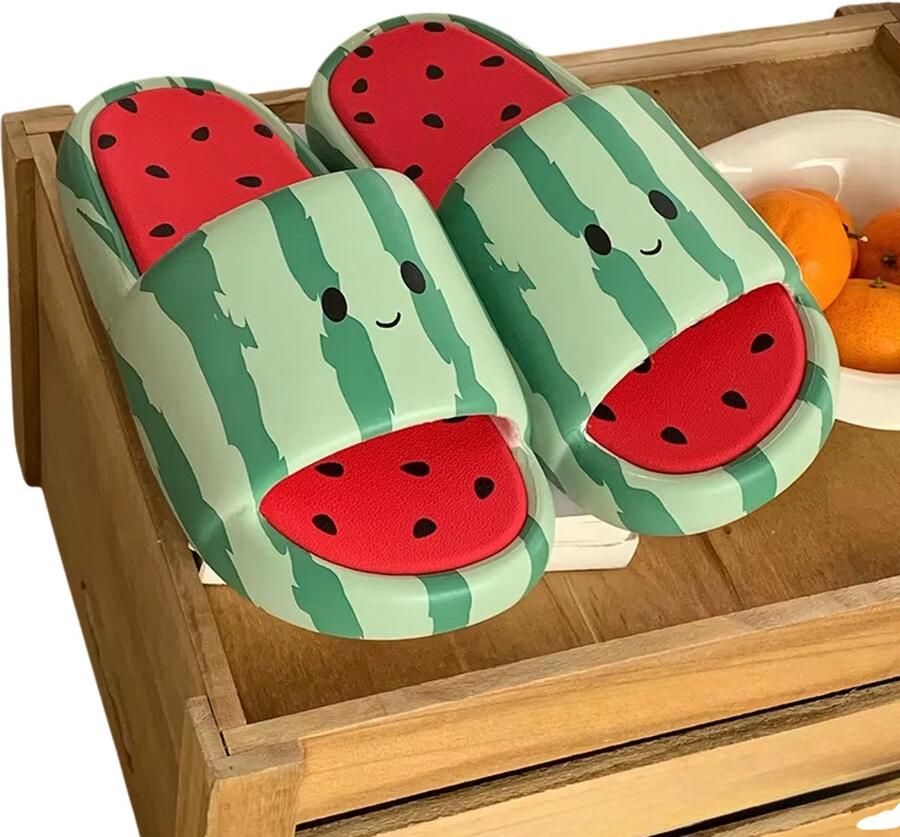 Rimmo Watermeloen Dames Slippers EVA Platform Slippers Antislip Zomersandalen Comfortabele Pantoffels voor Binnen en Buiten met Zachte Zool