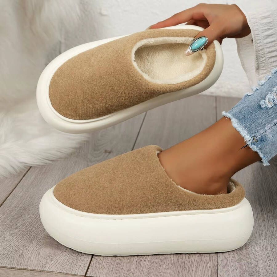 Rimmo Warme Dames Winter Pantoffels met Antislip Zool Pluche Instap Slippers voor Thuisgebruik Comfortabele Gesloten Teen Huisschoenen Zachte Pantoffels Binnen