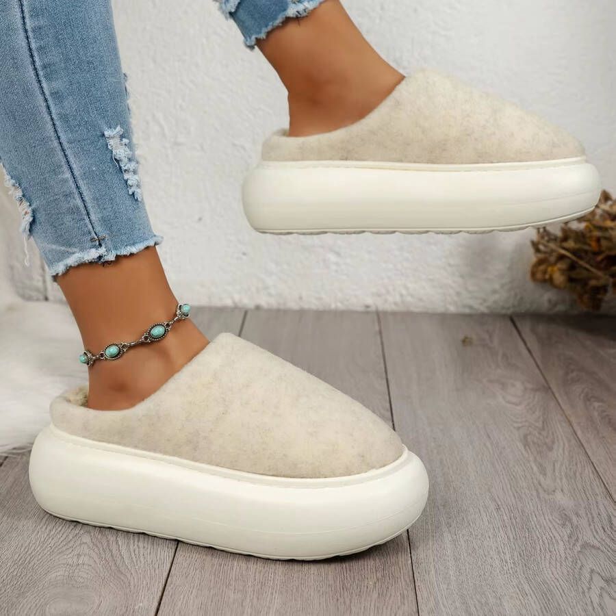 Rimmo Warme Dames Winter Pantoffels met Antislip Zool Pluche Instap Slippers voor Thuisgebruik Comfortabele Gesloten Teen Huisschoenen Zachte Pantoffels Binnen