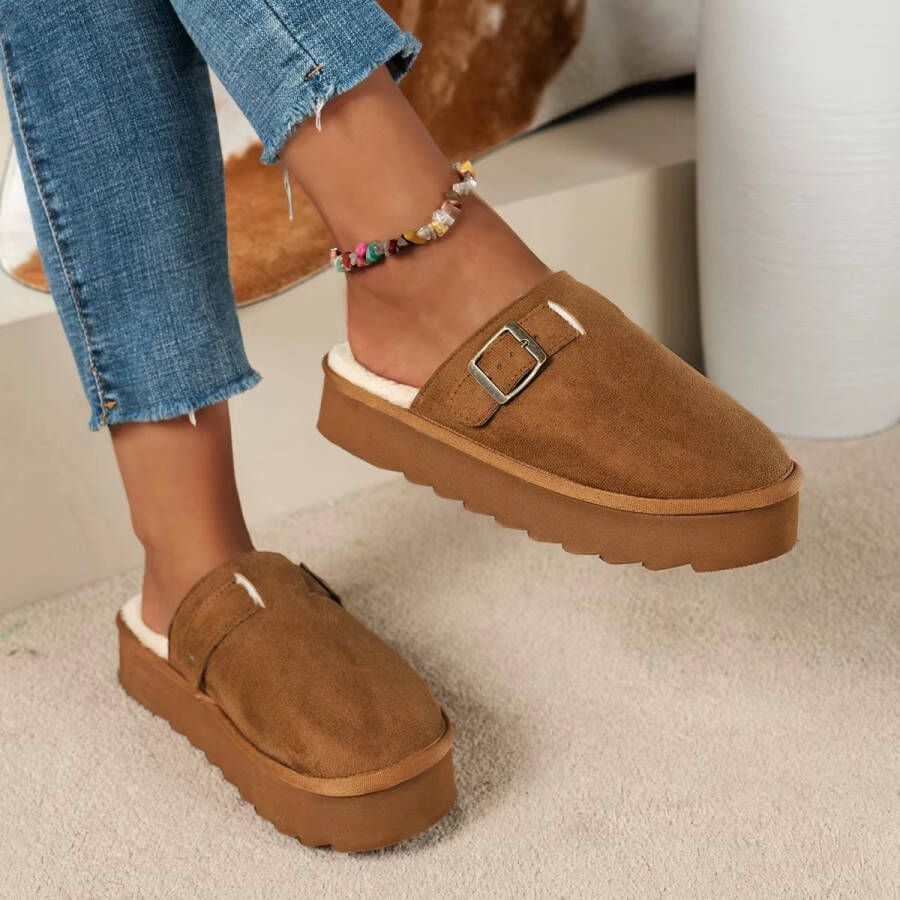 Rimmo Warme Dames Winter Pantoffels met Pluche Voering Comfortabele en Geluiddempende Instap Huisschoenen voor Binnengebruik