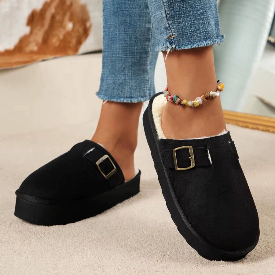 Rimmo Warme Dames Winter Pantoffels met Pluche Voering Comfortabele en Geluiddempende Instap Huisschoenen voor Binnengebruik