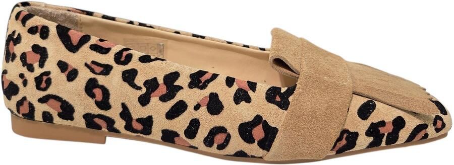 Roberto D'angelo Dalton Leopardo Flock Instappers Beige Panterprint Suede Dames Beige