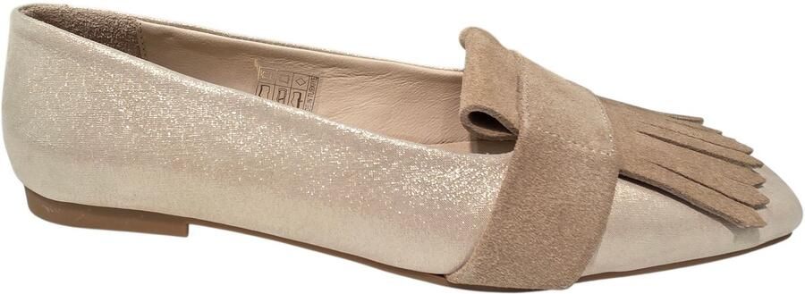 Roberto D'angelo Dalton Platino Velour Camel Instappers Beige Metallic Leer Dames Beige